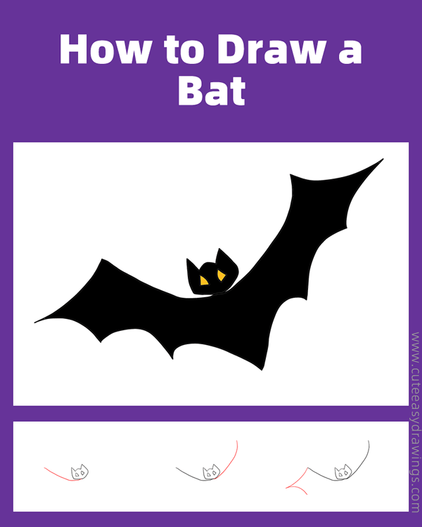 how to draw a halloween bat easy - www.cuteeasydrawings.com