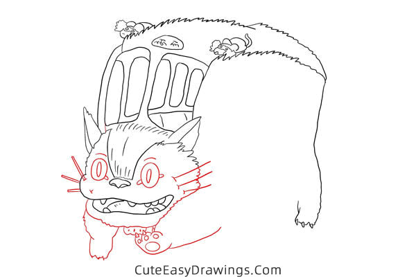how to draw catbus from my neighbor totoro - www.cuteeasydrawings.com