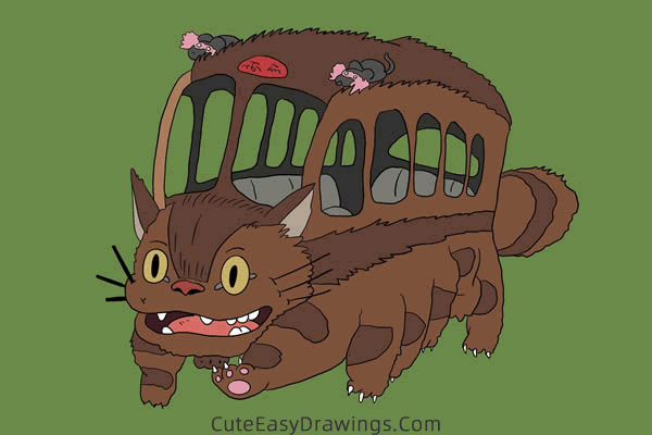 how to draw catbus from my neighbor totoro - www.cuteeasydrawings.com