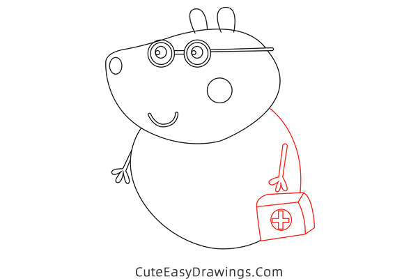 how to draw doctor brown bear from peppa pig - www.cuteeasydrawings.com