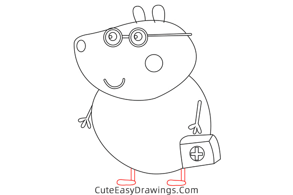 how to draw doctor brown bear from peppa pig - www.cuteeasydrawings.com