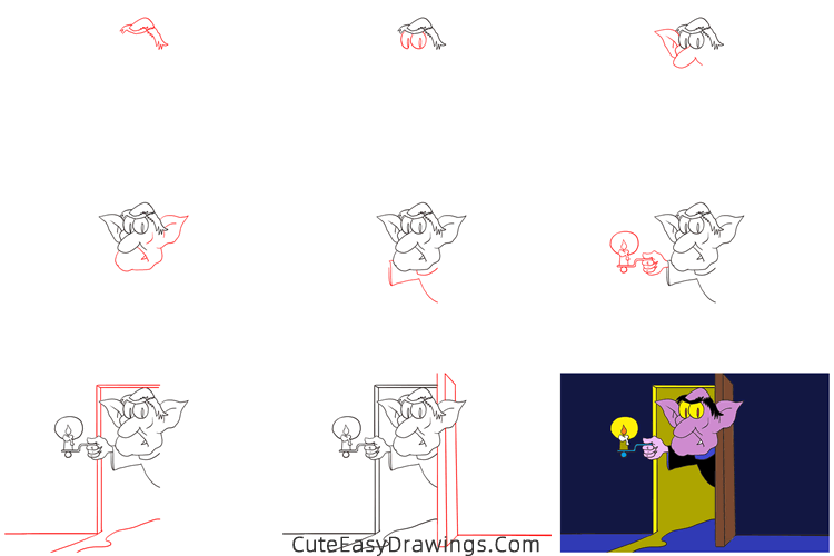 how to draw a vampire at night - www.cuteeasydrawings.com