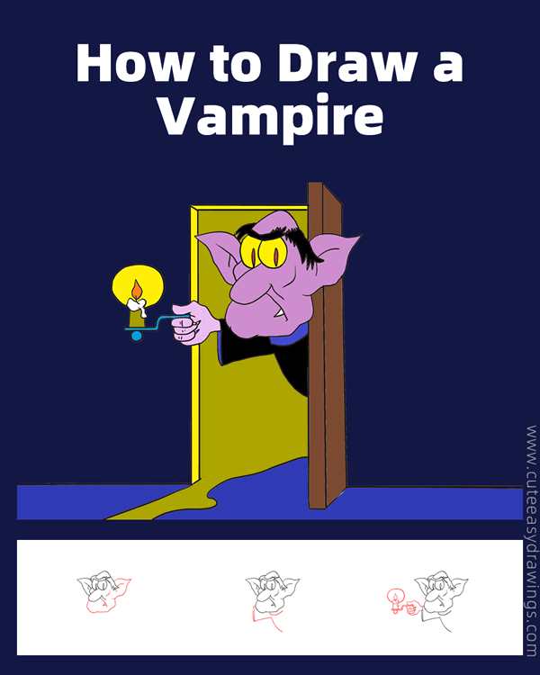 how to draw a vampire at night - www.cuteeasydrawings.com