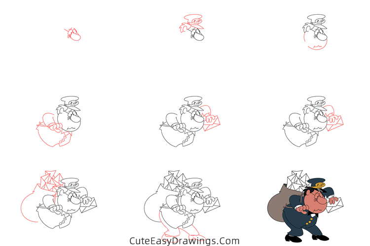 how to draw the postman from frosty the snowman - www.cuteeasydrawings.com