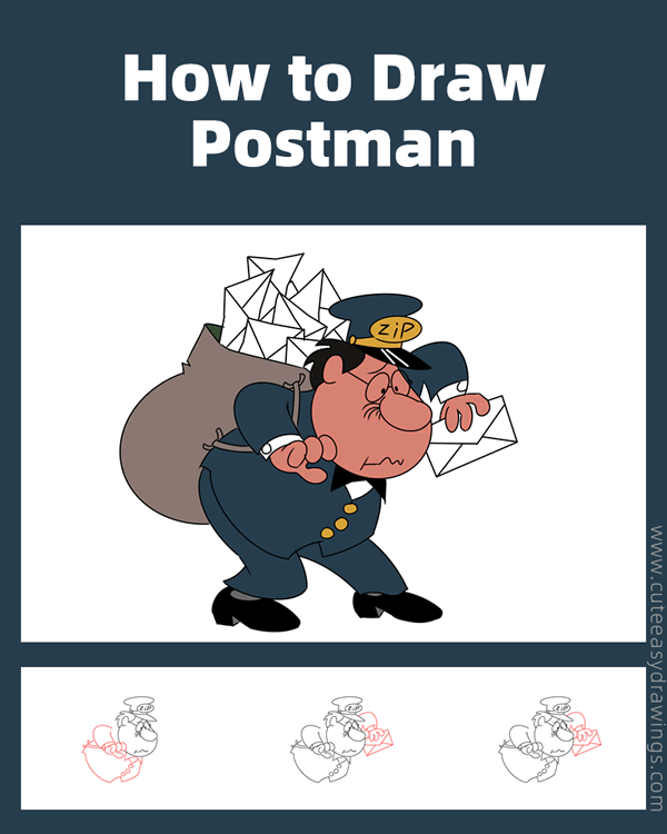how to draw the postman from frosty the snowman - www.cuteeasydrawings.com