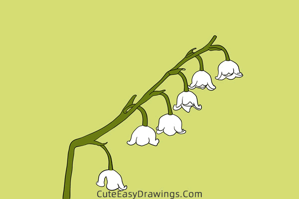 how to draw a lily of the valley - www.cuteeasydrawings.com