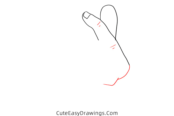 how to draw a finger heart - www.cuteeasydrawings.com