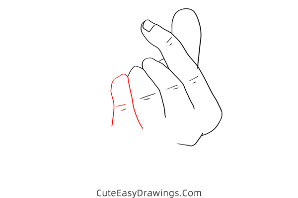 how to draw a finger heart - www.cuteeasydrawings.com