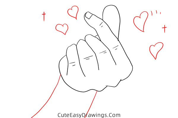 how to draw a finger heart - www.cuteeasydrawings.com