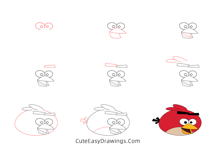 how to draw red from angry birds - www.cuteeasydrawings.com