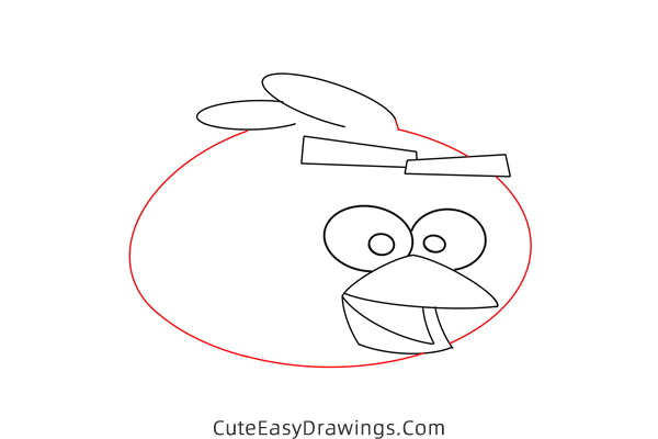 how to draw red from angry birds - www.cuteeasydrawings.com