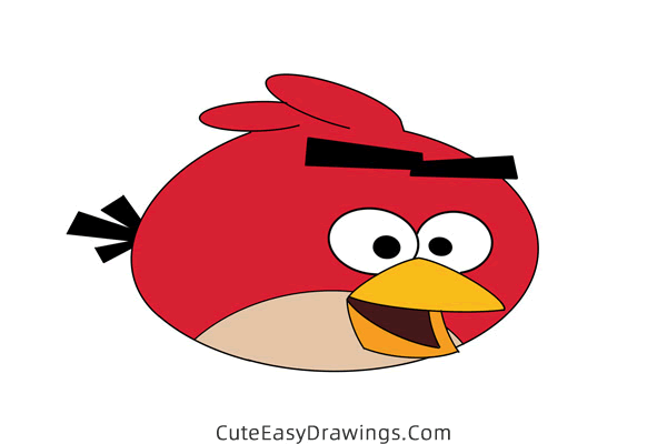 how to draw red from angry birds - www.cuteeasydrawings.com