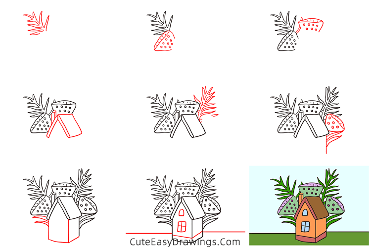 how to draw a cabin in the woods - www.cuteeasydrawings.com
