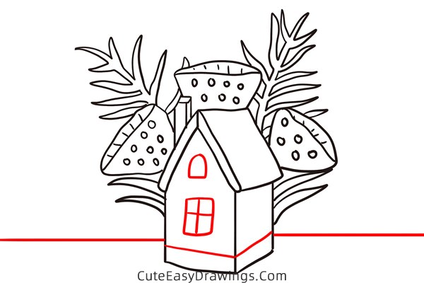 how to draw a cabin in the woods - www.cuteeasydrawings.com