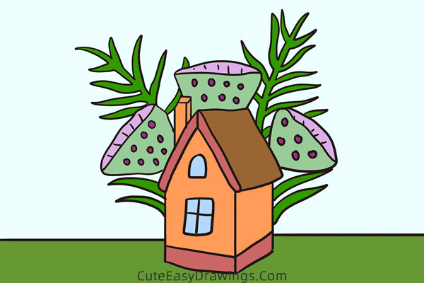 how to draw a cabin in the woods - www.cuteeasydrawings.com
