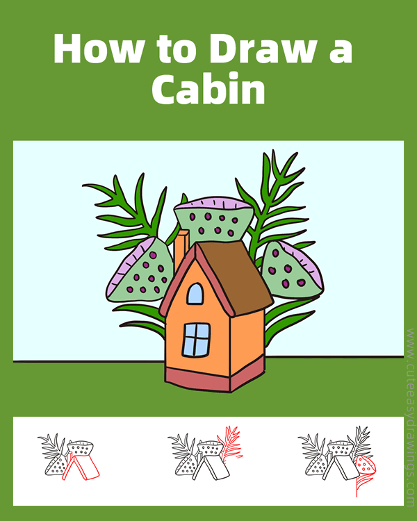 how to draw a cabin in the woods - www.cuteeasydrawings.com