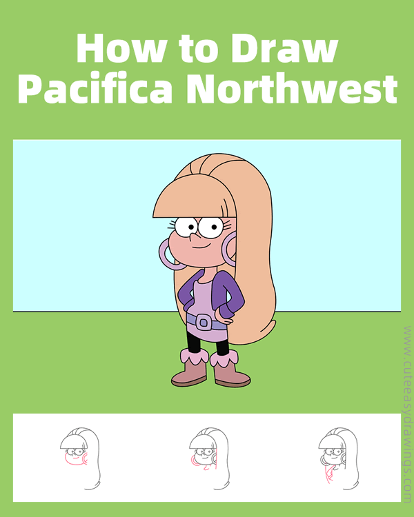 how to draw pacifica northwest from gravity falls - www.cuteeasydrawings.com