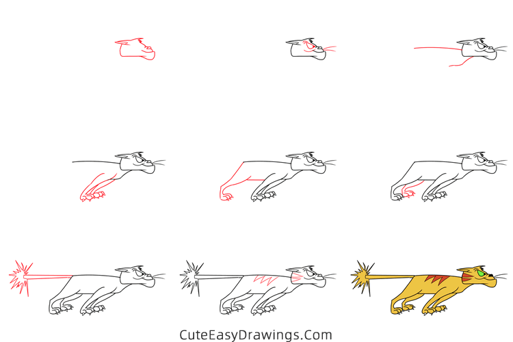 how to draw jaune tom from gay purr ee easy - www.cuteeasydrawings.com