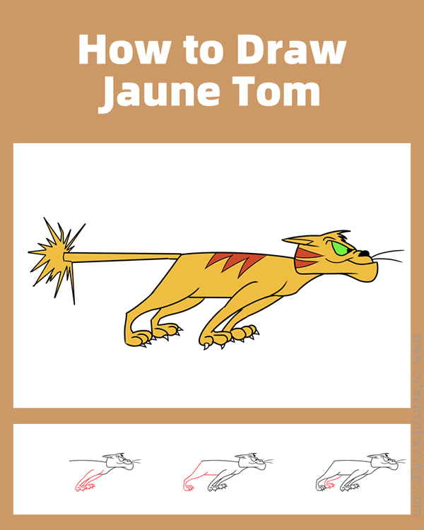 how to draw jaune tom from gay purr ee easy - www.cuteeasydrawings.com