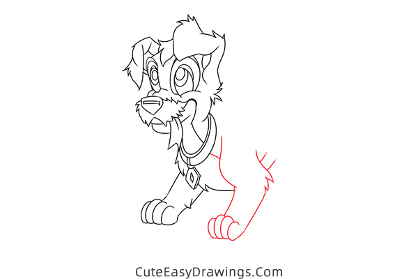 how to draw scamp from lady and the tramp - www.cuteeasydrawings.com
