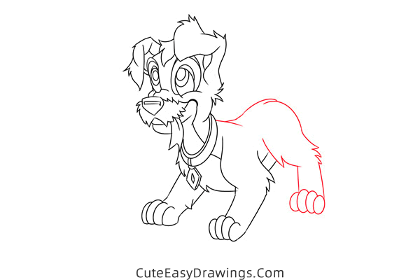 how to draw scamp from lady and the tramp - www.cuteeasydrawings.com