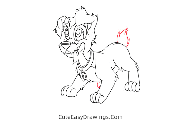 how to draw scamp from lady and the tramp - www.cuteeasydrawings.com