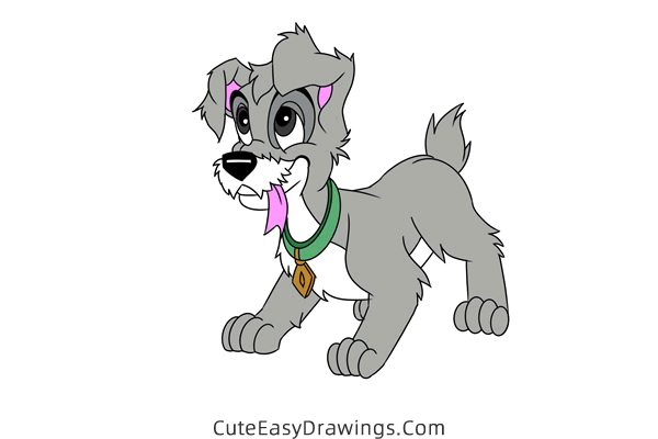 how to draw scamp from lady and the tramp - www.cuteeasydrawings.com