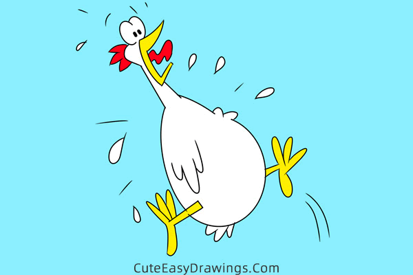 how to draw a funny chicken - www.cuteeasydrawings.com