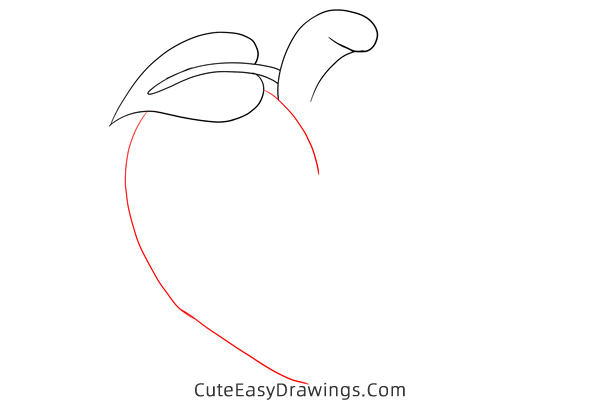 how to draw a cute peach - www.cuteeasydrawings.com