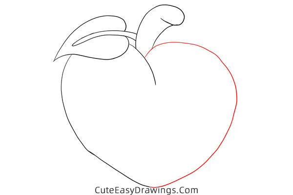 how to draw a cute peach - www.cuteeasydrawings.com