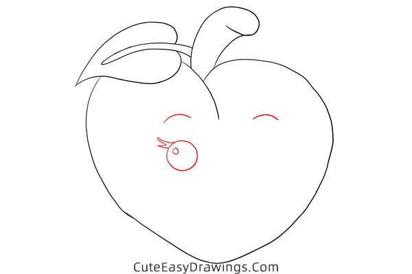 how to draw a cute peach - www.cuteeasydrawings.com