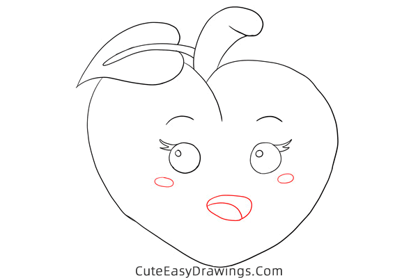 how to draw a cute peach - www.cuteeasydrawings.com