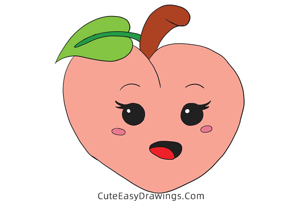 how to draw a cute peach - www.cuteeasydrawings.com