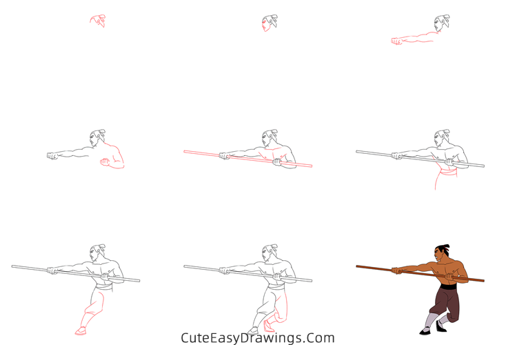 how to draw li shang from mulan - www.cuteeasydrawings.com