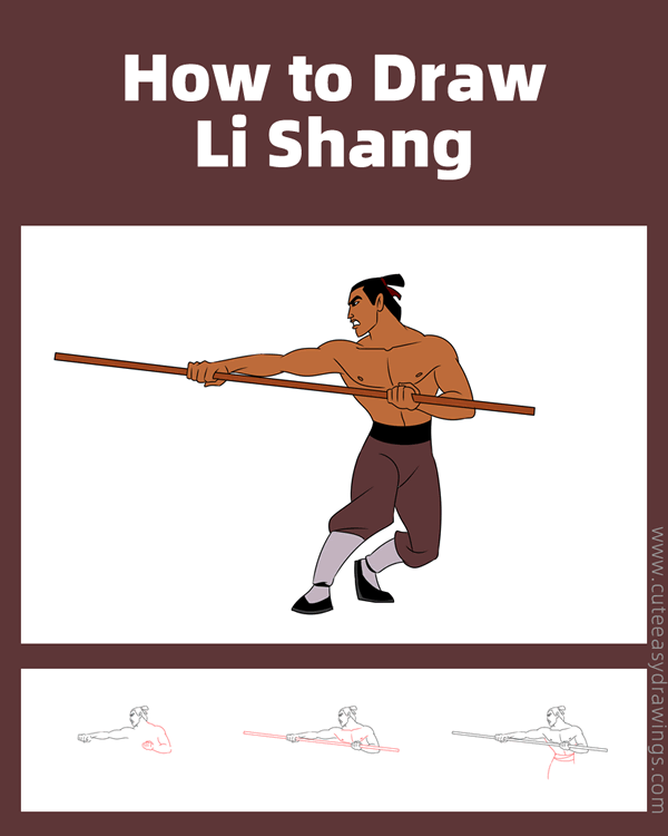 how to draw li shang from mulan - www.cuteeasydrawings.com