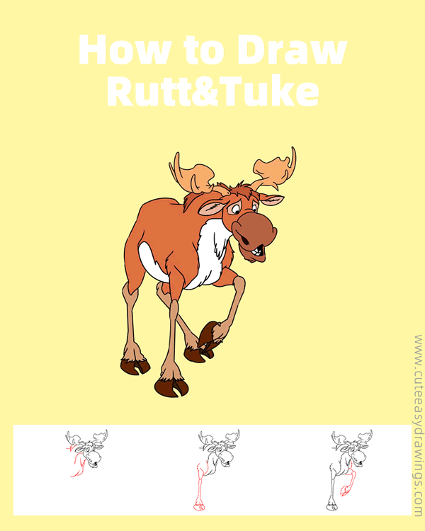 how to draw rutt tuke from brother bear - www.cuteeasydrawings.com