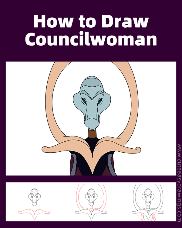 how to draw grand councilwoman from lilo stitch - www.cuteeasydrawings.com
