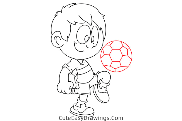 how to draw a boy playing soccer - www.cuteeasydrawings.com