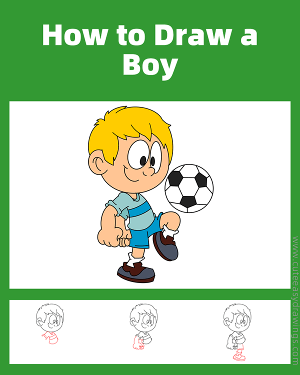 how to draw a boy playing soccer - www.cuteeasydrawings.com