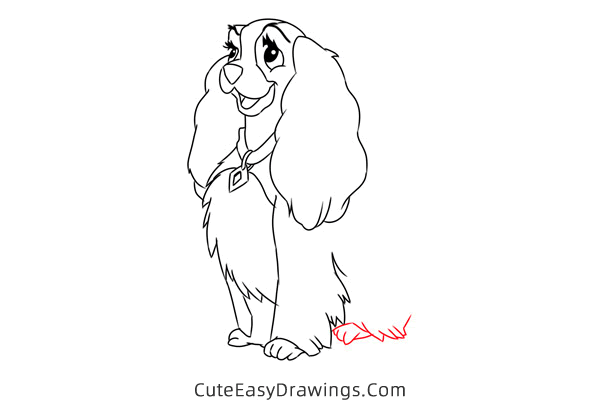 how to draw lady from lady and the tramp - www.cuteeasydrawings.com