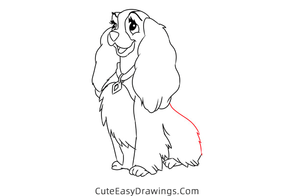 how to draw lady from lady and the tramp - www.cuteeasydrawings.com