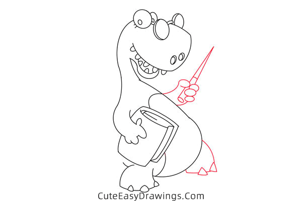 how to draw a dinosaur teacher - www.cuteeasydrawings.com