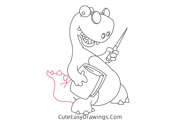 how to draw a dinosaur teacher - www.cuteeasydrawings.com