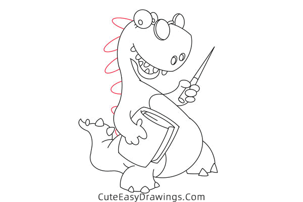 how to draw a dinosaur teacher - www.cuteeasydrawings.com
