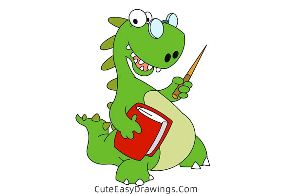 how to draw a dinosaur teacher - www.cuteeasydrawings.com