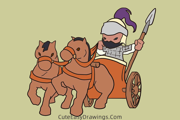 how to draw an ancient chariot - www.cuteeasydrawings.com