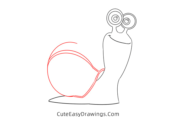 how to draw turbo the snail - www.cuteeasydrawings.com