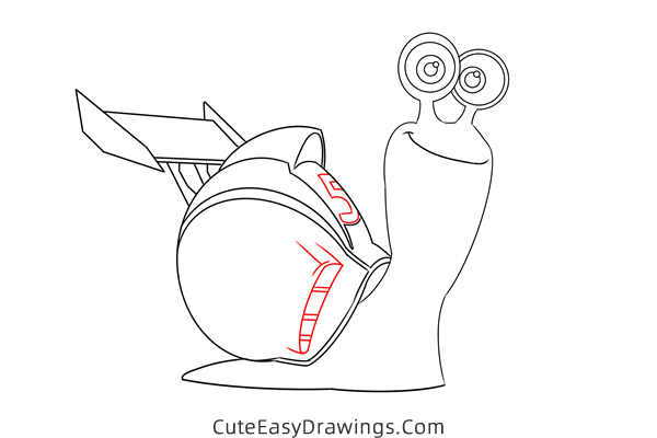 how to draw turbo the snail - www.cuteeasydrawings.com