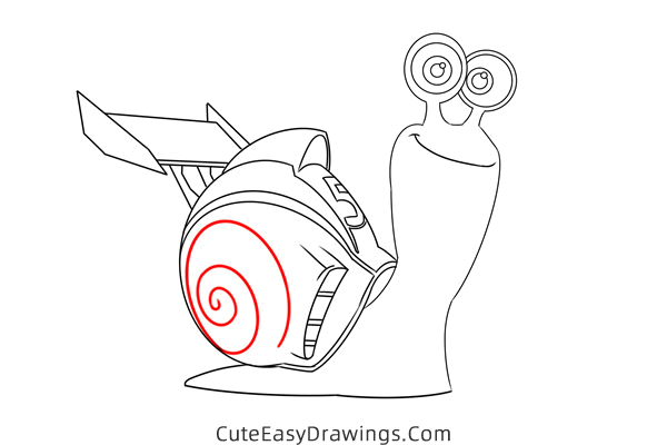 how to draw turbo the snail - www.cuteeasydrawings.com