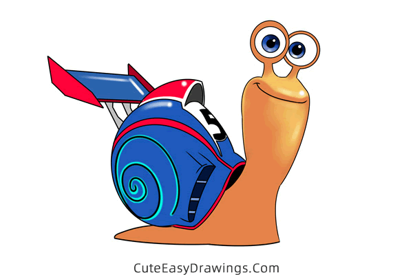 how to draw turbo the snail - www.cuteeasydrawings.com